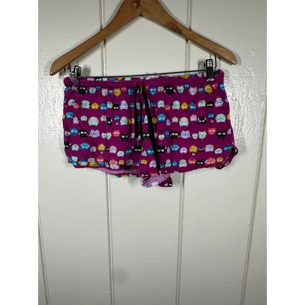 Secret Treasures Pajama Shorts Womens S Purple Lolita Owl Print Cotton TZ3954TBJ